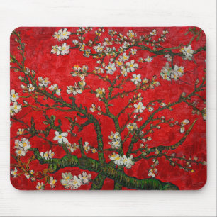 Van Gogh Almond Blossoms Red Mousepad