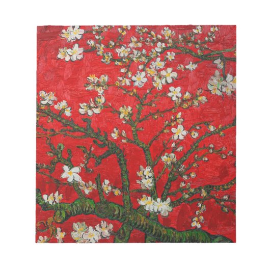 Van Gogh Almond Blossoms Red Notizblock (Vorderseite)