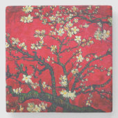 Van Gogh Almond Blossoms Red Steinuntersetzer (Vorderseite)