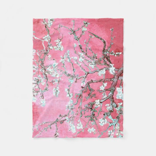 Van Gogh Almond Blossoms rosa blau Fleecedecke (Vorderseite)