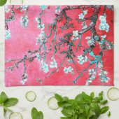 Van Gogh Almond Blossoms: Rot & Blau Geschirrtuch (Gefaltet)