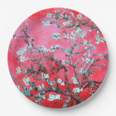 Van Gogh Almond Blossoms Rot Blau Pappteller (Vorderseite)
