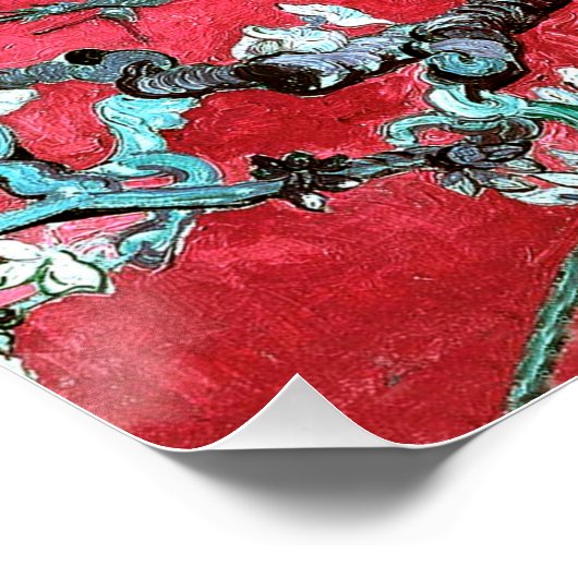 Van Gogh Almond Blossoms Rot Blau Poster (Ecke)