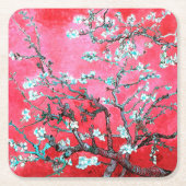 Van Gogh Almond Blossoms Rot Blau Rechteckiger Pappuntersetzer (Vorderseite)