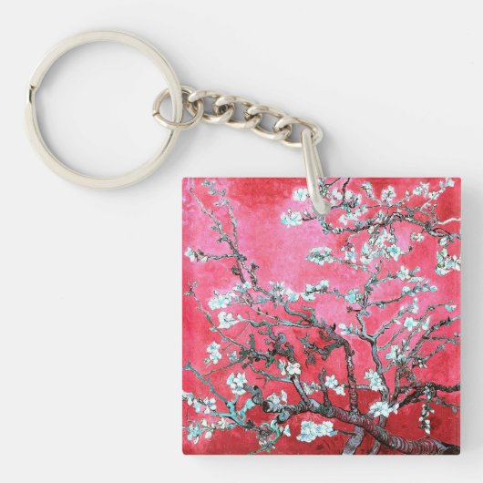 Van Gogh Almond Blossoms Rot Blau Schlüsselanhänger (Vorderseite)