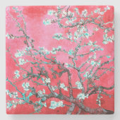 Van Gogh Almond Blossoms Rot Blau Steinuntersetzer (Vorderseite)