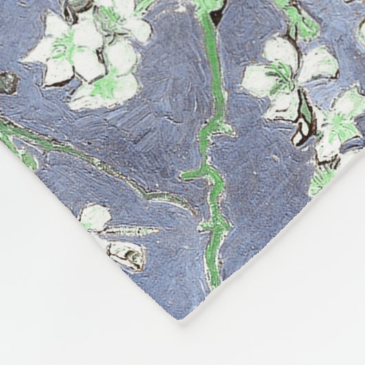 Van Gogh Almond Blossoms Steel Blue Fleecedecke (Ecke)