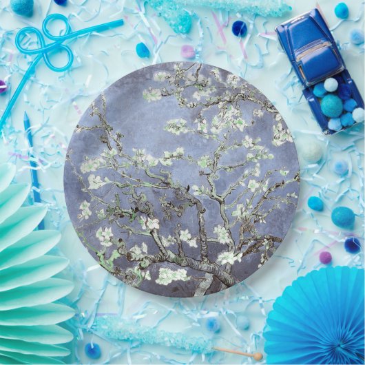 Van Gogh Almond Blossoms Steel Blue Pappteller (Party)