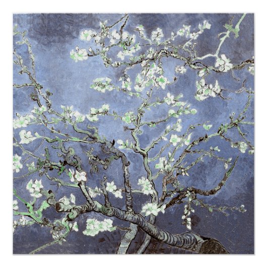 Van Gogh Almond Blossoms Steel Blue Poster (Vorderseite)