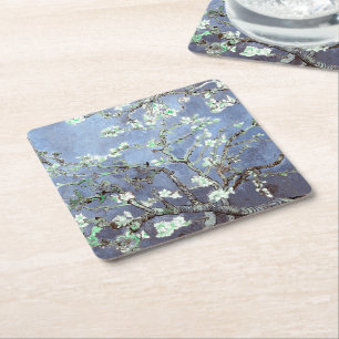 Van Gogh Almond Blossoms Steel Blue Rechteckiger Pappuntersetzer