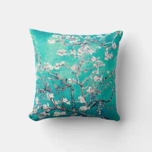 Van Gogh Almond Blossoms Türkis Kissen