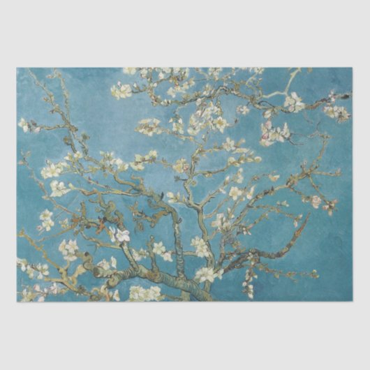 Van Gogh Almond Blossoms Türkis Seidenpapier (Vorderseite)