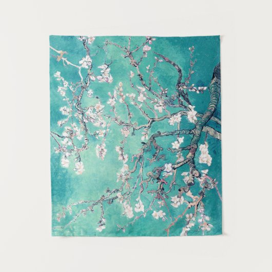 Van Gogh Almond Blossoms Türkis Wandteppich (Vorderseite)