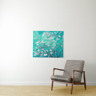 Van Gogh Almond Blossoms Türkis Wandteppich