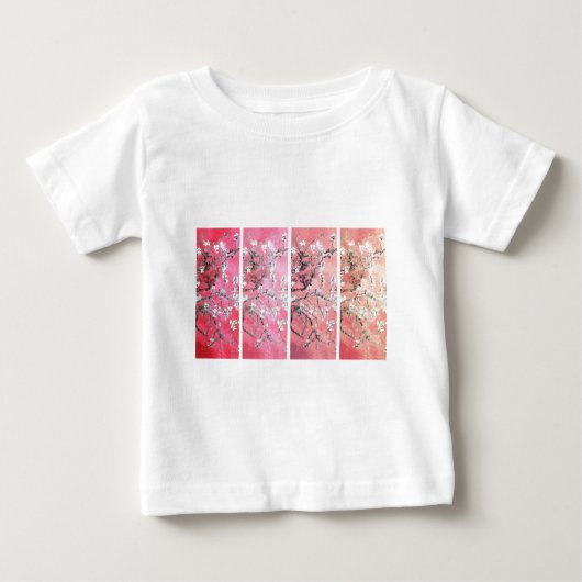 Van Gogh Almond blüht dunkelrosa Peach Gradient Baby T-shirt (Vorderseite)