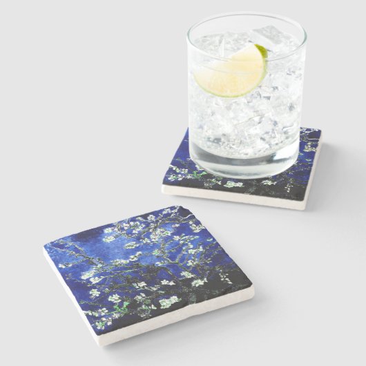 Van Gogh Almond blüht grüner Untersetzer (Seitenansicht)