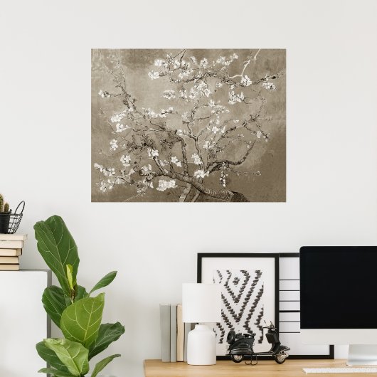 Van Gogh Almond Branches in Bloom - Sepia Poster (Heimbüro)