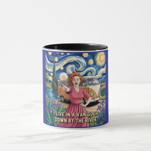 Van Gogh am Fluss - Artistic Boho , Funny Tasse (Zentrum)