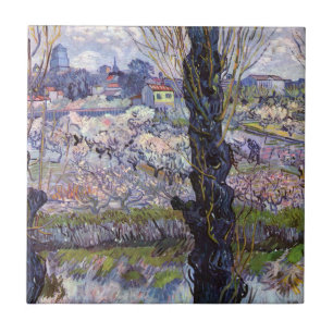 Van Gogh Ansicht von Arles Blühende Obstgärten Dru Fliese