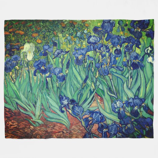 Van Gogh Art Irises Fleecedecke (Vorderseite (Horizontal))