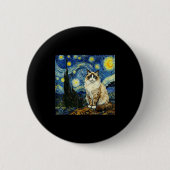 Van Gogh Art Starry Night - Funny Ragdoll Cat Arti Button (Vorderseite)