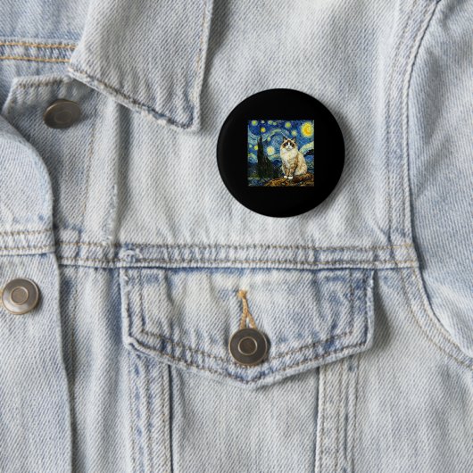 Van Gogh Art Starry Night - Funny Ragdoll Cat Arti Button (Beispiel)