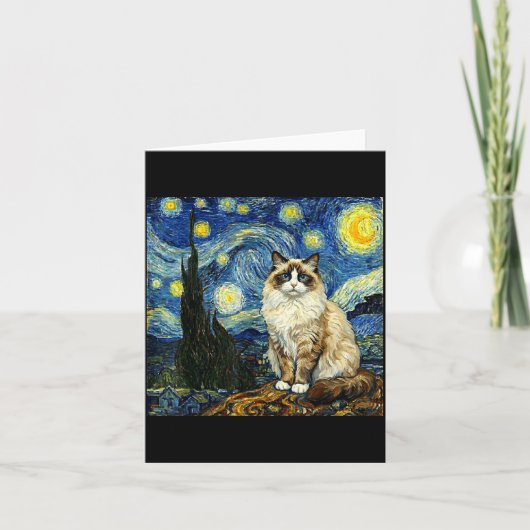 Van Gogh Art Starry Night - Funny Ragdoll Cat Arti Karte (Vorderseite)