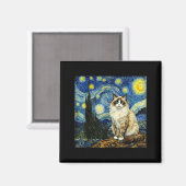 Van Gogh Art Starry Night - Funny Ragdoll Cat Arti Magnet (Vorderseite/Rückseite)