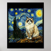Van Gogh Art Starry Night - Funny Ragdoll Cat Arti Poster (Vorne)