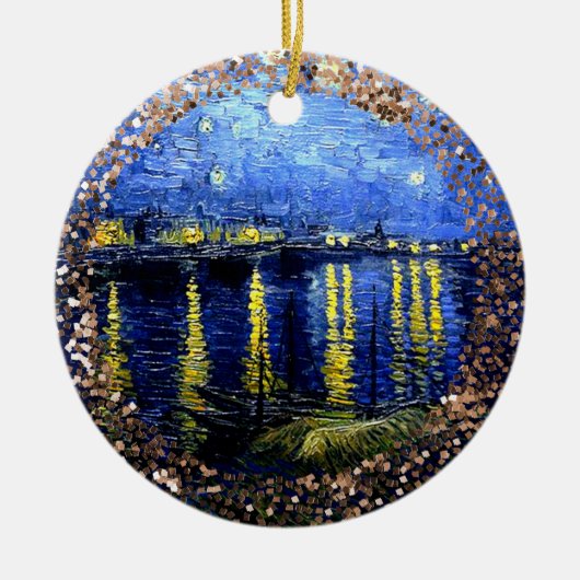 Van Gogh art, Starry Night over Rhone, Keramik Ornament (Vorne)
