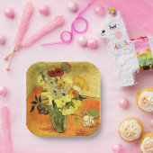 Van Gogh artwork, Japanese Vase with Roses, Pappteller (Party)