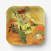 Van Gogh artwork, Japanese Vase with Roses, Pappteller (Vorderseite)