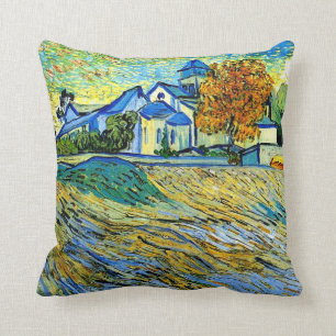 Van Gogh - Aussicht auf die Kirche von Saint Paul Kissen