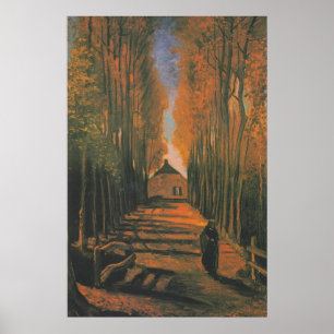 Van Gogh Avenue of Poplars in Herbstmalerei Poster