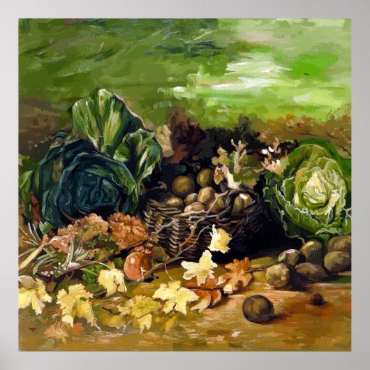 Van Gogh Basket of Potatoes, Leaves, Vegetables  Poster (Vorne)