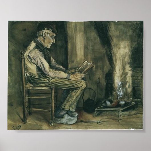 Van Gogh - Bauer sitzt am Feuer und liest Poster (Vorne)