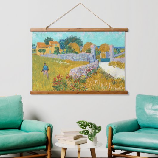 Van Gogh Bauernhaus in Provence Alte Kunstmauer Wandteppich Mit Holzrahmen (Wohnzimmer)