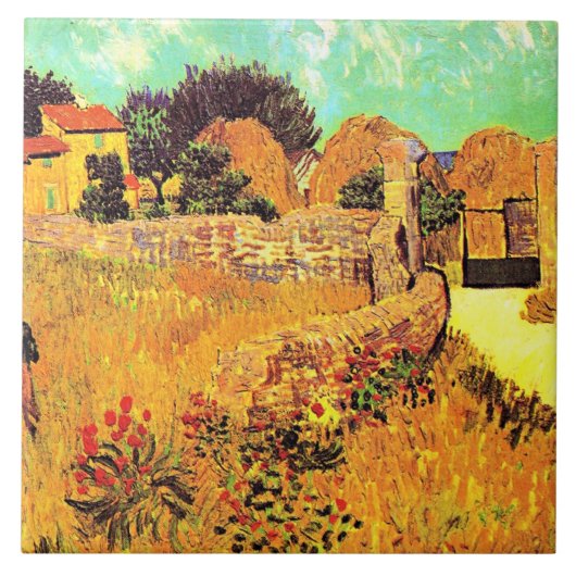 Van Gogh - Bauernhof in der Provence Fliese (Vorderseite)