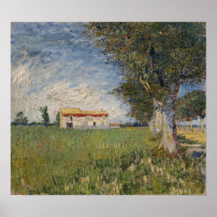 Van Gogh - Bauernhof in einem Weizenfeld Poster