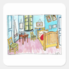 Van Gogh Bedroom tribute painting by me. Quadratischer Aufkleber