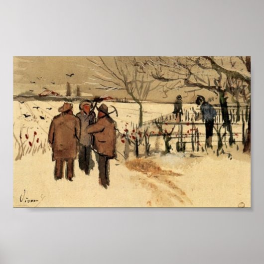 Van Gogh - Bergleute im Winter des Schnees Poster (Vorne)