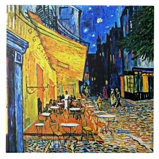 Van Gogh berühmtes Bild, Cafe Terrace, Fliese (Vorderseite)