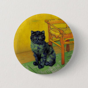 Van Gogh Black Cat Button