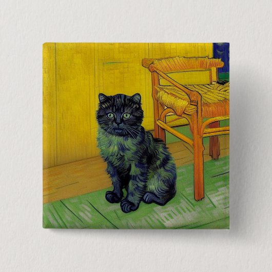 Van Gogh Black Cat Button (Vorderseite)