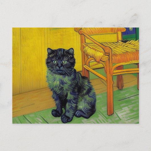 Van Gogh Black Cat Feiertagspostkarte (Vorderseite)