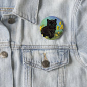 Van Gogh Black Cat Gelbe Blumen Button (Beispiel)