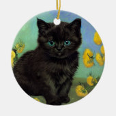 Van Gogh Black Cat Gelbe Blumen Keramik Ornament (Vorne)