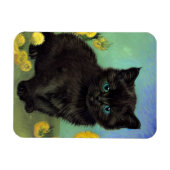 Van Gogh Black Cat Gelbe Blumen Magnet (Horizontal)