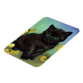 Van Gogh Black Cat Gelbe Blumen Magnet (Linke Seite)