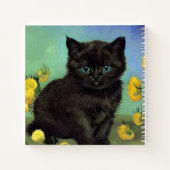 Van Gogh Black Cat Gelbe Blumen Notizblock (Rückseite)